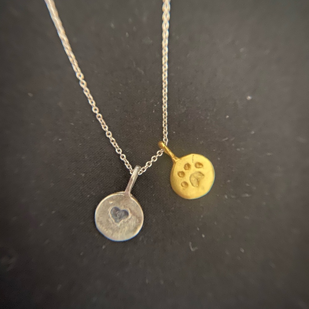 Silver and gold dog tags necklace
